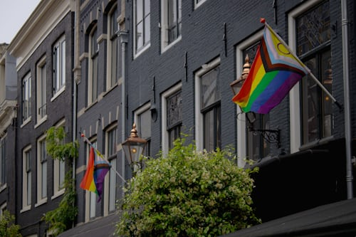 Melbourne LGBTQ+ pride flag with protective crystal grid